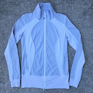 LULULEMON Asana Jacket Full Zip Pockets Women’s 10 Multi Wee Stripe White Gray